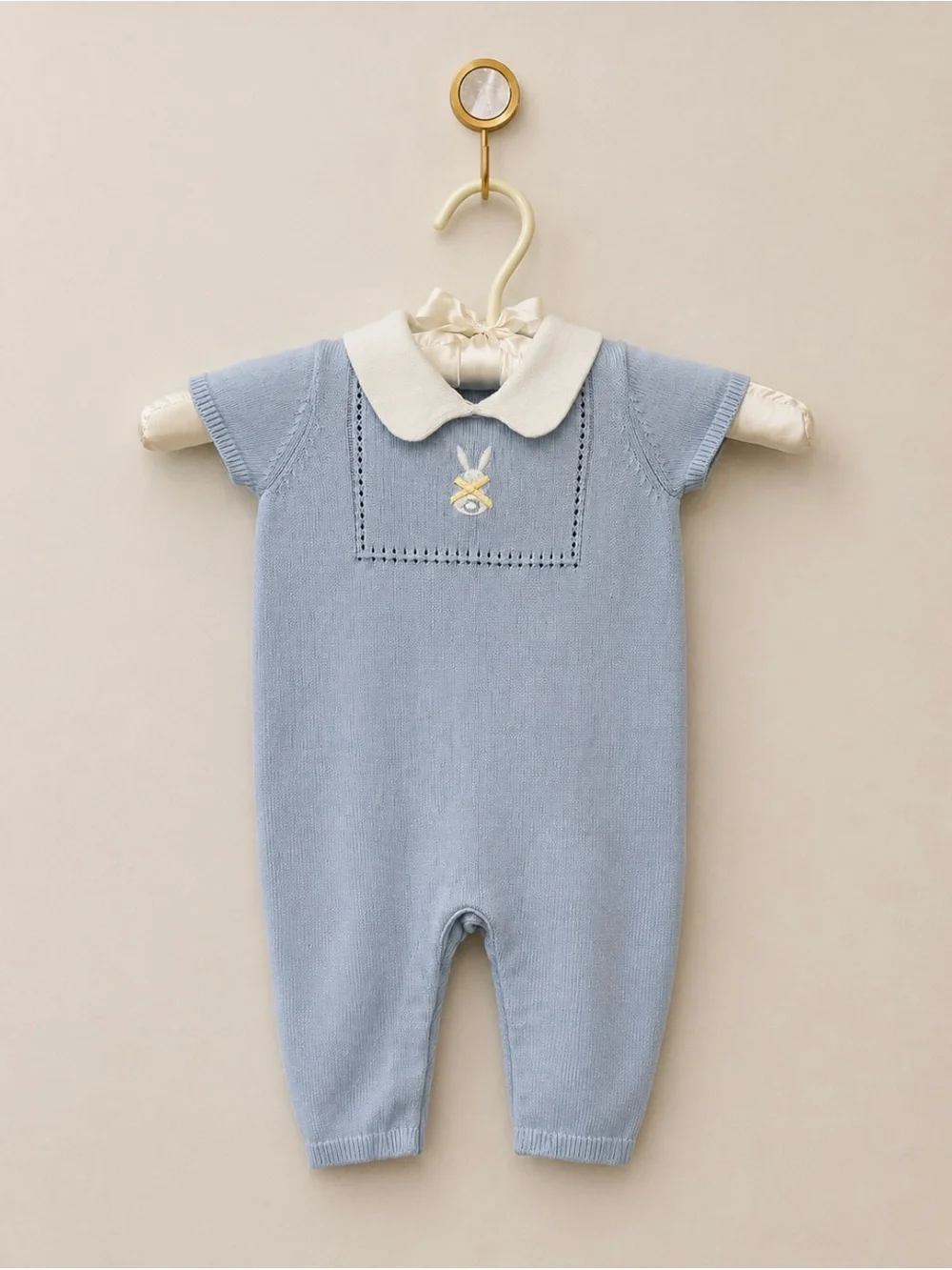 Janie and Jack | Light Blue Embroidered Bunny Romper